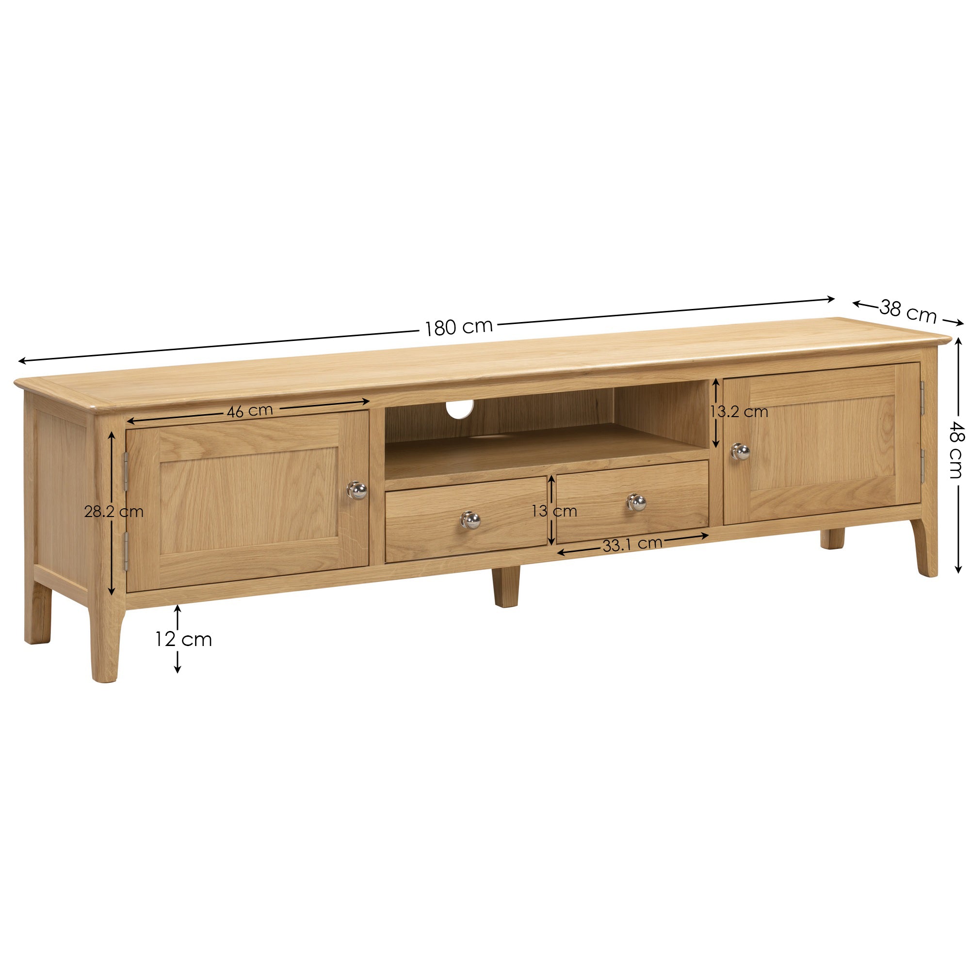 Millbrook Solid Oak Wood Widescreen TV Unit